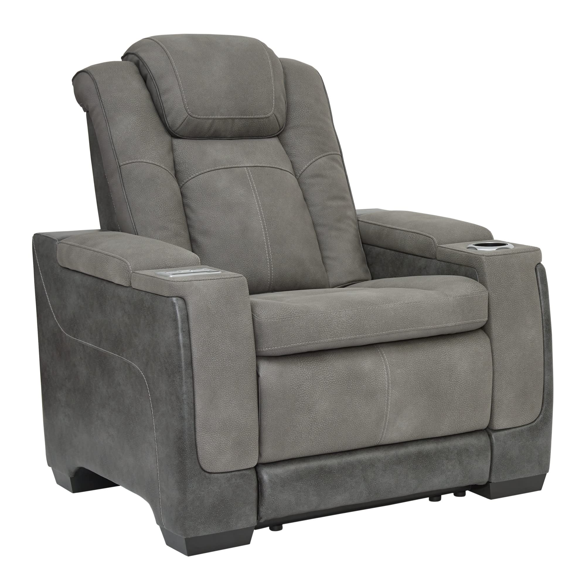 Photo 1 of ** used***Signature Design by Ashley Next-Gen DuraPella Modern Faux Leather Power Recliner with Adjustable Headrest, Gray