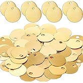 Zhengmy 25 Pcs Solid Brass Tags for Stamping, Chits for Pipe Valves Round Brass Tags Blank Valve with Hole for Pets Plants Doors Pipe Valves Equipment Tool and Keys Labeling(1.0 Inches)