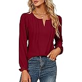 Blooming Jelly Womens Tops Dressy Casual Long Sleeve Shirts V Neck Chiffon Blouses Fall Outfits for Women 2025
