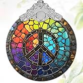 3" Stained Glass Christmas Decoration, Christmas Ornaments, Heirloom Keepsake, Gift Exchange, Gift Idea, Bauble Present - Peace Sign