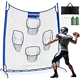 Football Throwing Net, Upgrade Heavy Duty Metal Frame Quarterback Training Equipment Throwing Machine with 1-4 Targets, Easy Setup Football Target Practice with CarryBag, Allweather Indoor Outdoor Use