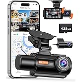 PIOJER 3 Channel 4K Dash Cam with STARVIS 2 Sensor, Free 128GB Card and WiFi 6 up to 20MB/s, Dash Camera for Cars with Front Rear Inside, 4K 2K 1080P, IR Night Vision, GPS, 24H Parking Mode, G-Sensor