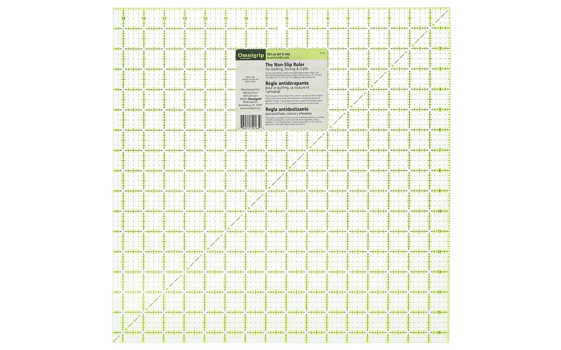 Omnigrid Omnigrip Non-Slip Quilter'S Ruler-16.5 16.5-inch, Green, 16-½" x 16-½"