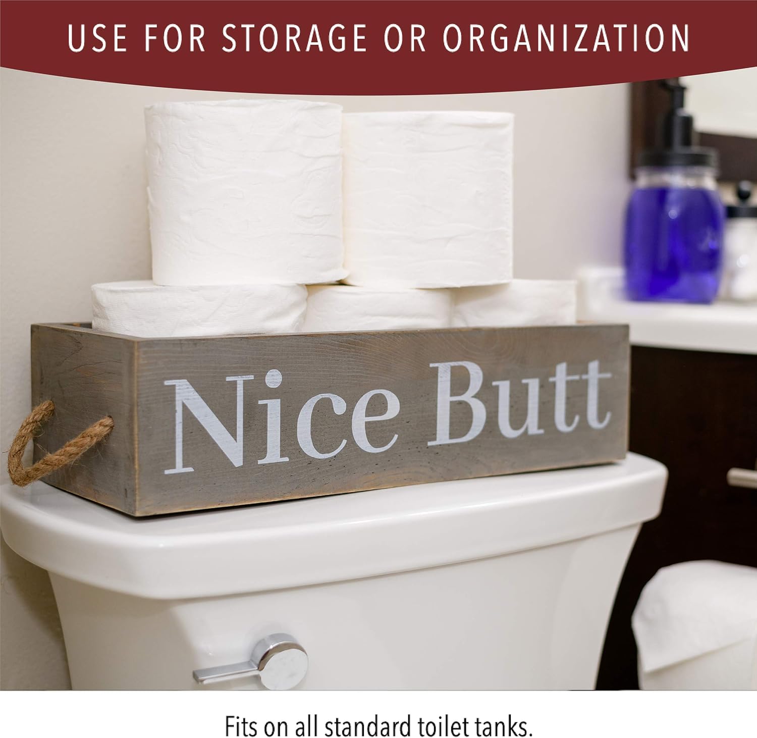 Funny Toilet Paper Holder Bathroom Decor Box Nice Butt Country Chic Toilet Decor East World Bathroom Storage Box With Jar Set Rustic Grey Bathroom Storage Organization Home Kitchen Olharcidadao Com Br