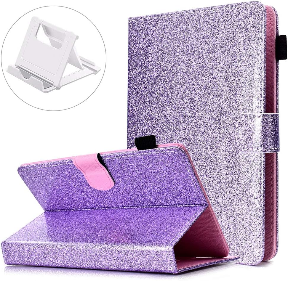 Yobby Compatible with Samsung Galaxy Tab S6 10.5 T860/T865 Case,Glitter Purple Sparkly Lightweight Leather Flip Stand Smart Protective Cover with Pen Holder Auto Sleep/Wake Function