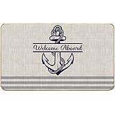 Nvotell Welcome Aboard Nautical Door Mat - Coastal, Boat Floor Mats, 17x30 Inch Indoor/Outdoor