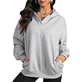 Oversized Hoodies For Women Casual V Neck Sweatshirt Fall Winter Fashion Long Sleeve Pullover Hoodie With Pockets