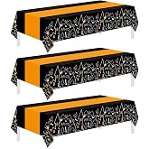 Childom 3 Pack Halloween Tablecloths,Disposable Plastic Tablecloths 54