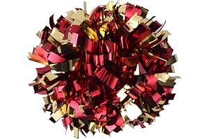 ICOBUTY Metallic Cheerleader Cheerleading Pom Poms 6 inch 1 Pair (Red/Gold)