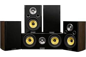 Fluance Signature HiFi Compact Surround Sound Home Theater 5.0 Channel Speaker System Including 2-Way Bookshelf, Center Chann