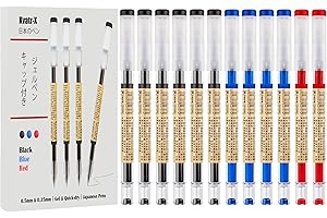Kvatr-X Japanese Gel Pens Stationery with Caps, 0.35mm Extra Fine Point (6 Black & 4 Blue & 2 Red)