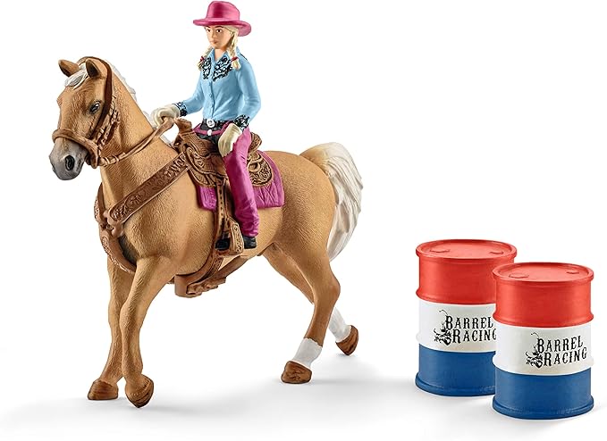 Amazon Com Schleich Farm World 6 Piece Cowgirl Barrel Racing Horse Rodeo Toys For Kids Ages 3 8 Schleich Toys Games