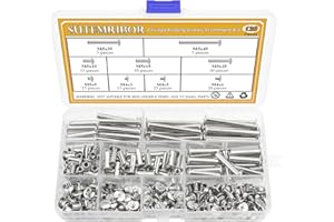 Sutemribor 120 Pieces M5 x 5/10/15/25/35/45mm Chicago Screw Binding Screws Posts Assortment Kit for DIY Leather Bookbinding Crafts