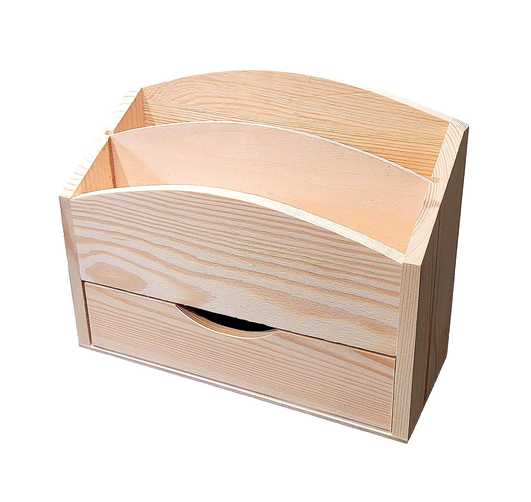 Wooden World - Wooden Letter Holder Envelope Holder Advertising leaflets Storage with Drawer