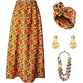 4Pcs African Dresses for Women African Attire Traditional Costume Black History Month Decorations Head Wrap Scarf