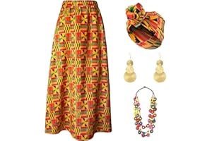 KITIMI 4Pcs African Dresses for Women African Attire Traditional Costume Black History Month Decorations Head Wrap Scarf