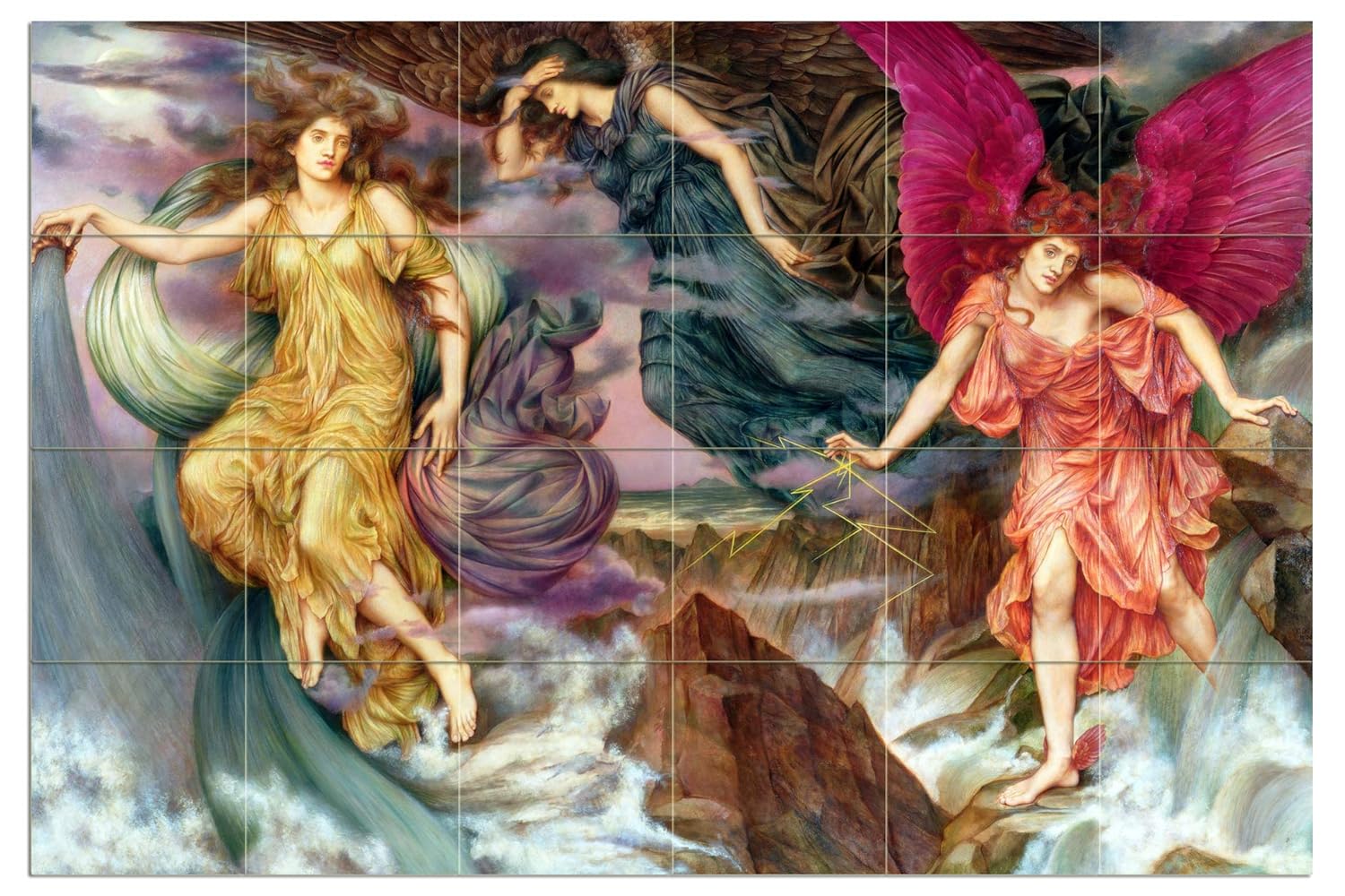 Storm Spirits Girls Angels E. Morgan Tile Mural Wall Backsplash Marble Ceramic - Picture 35 of 50