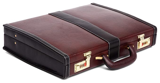 WildHorn 100% Genuine Leather Premium Briefcase Attache Bag|Office|Meeting (Dimention : 17 x 12.5 x 4 Inch)