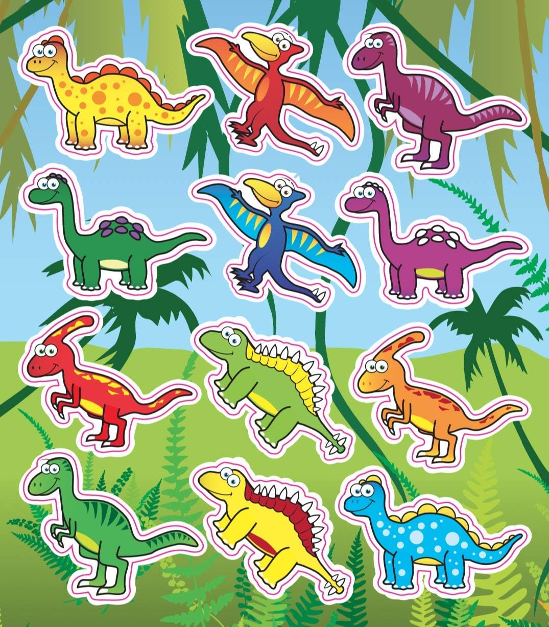 HENBRANDT 72 Stickers (6 Sheets) Dinosaur Stickers Boys Girls Party Favours Party Bags Fillers Piñata Decoration Art & Craft Toys