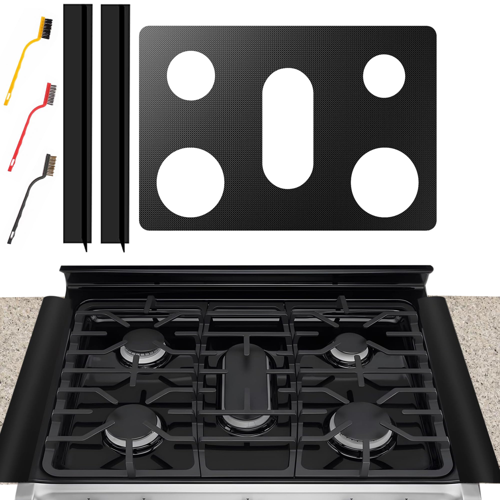 Photo 1 of Stove Cover for LG Gas Stove Top Covers for Gas Burners for Model LGLDG4315 LRG4115 LRG4113 LDG4313 LRGL5825, LRGL5823, LSGL6335DF - Reusable Non-Stick Stove Top Cover Guard With 2PCS Stove Gap Covers
