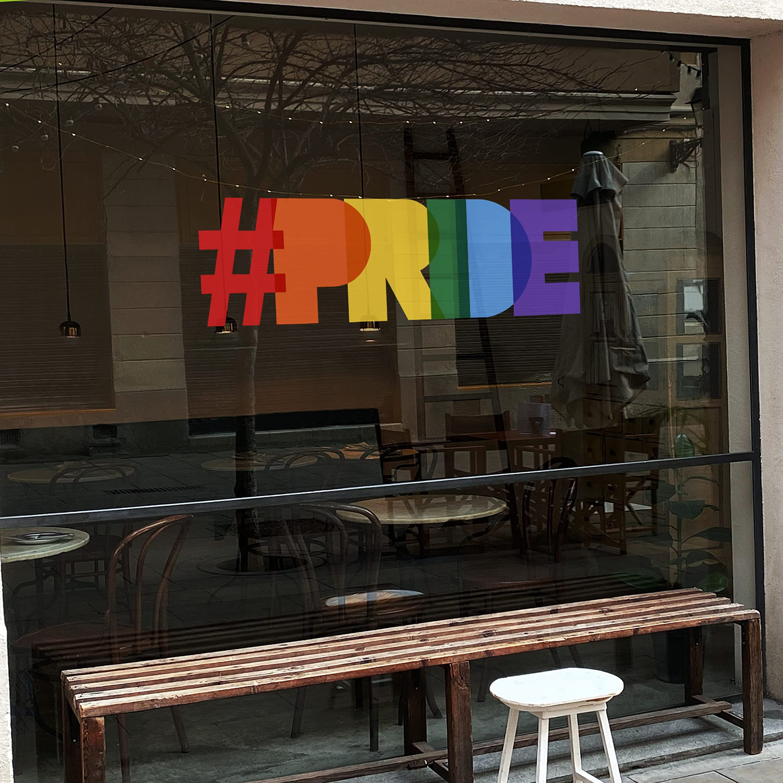 Large Pride Window Sticker for Glass - Reusable Gay Pride Accessories for Windows - Pride Party Decorations for Shops Bars Cafes Clubs