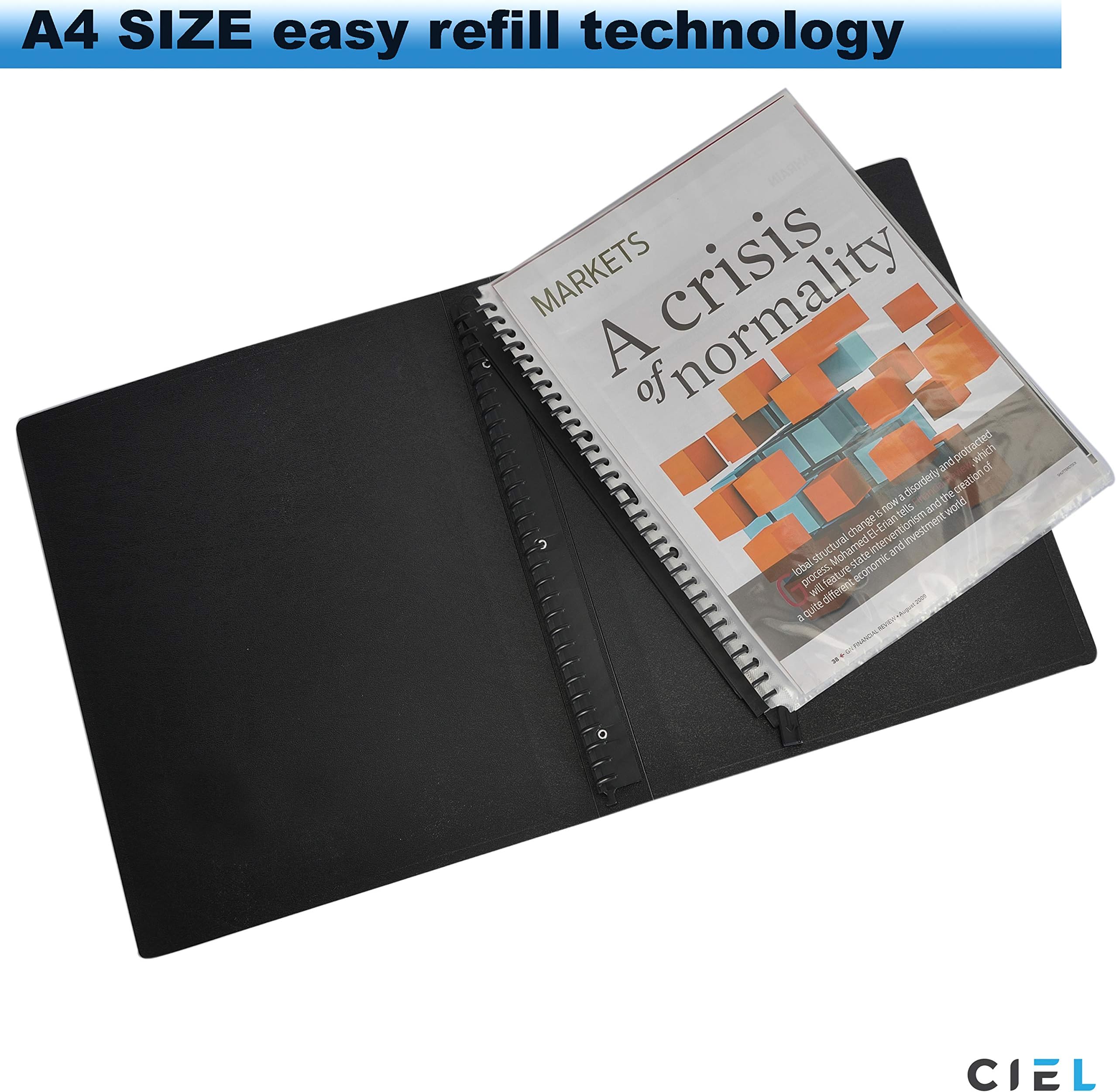 CIEL® Clear Display Book File Folder Portfolio Document/Certificates Holder, Project File/Presentation Waterproof Book for Interview, School,College,Office- Refillable A4/Letter Size 20 Pocket/Leafs