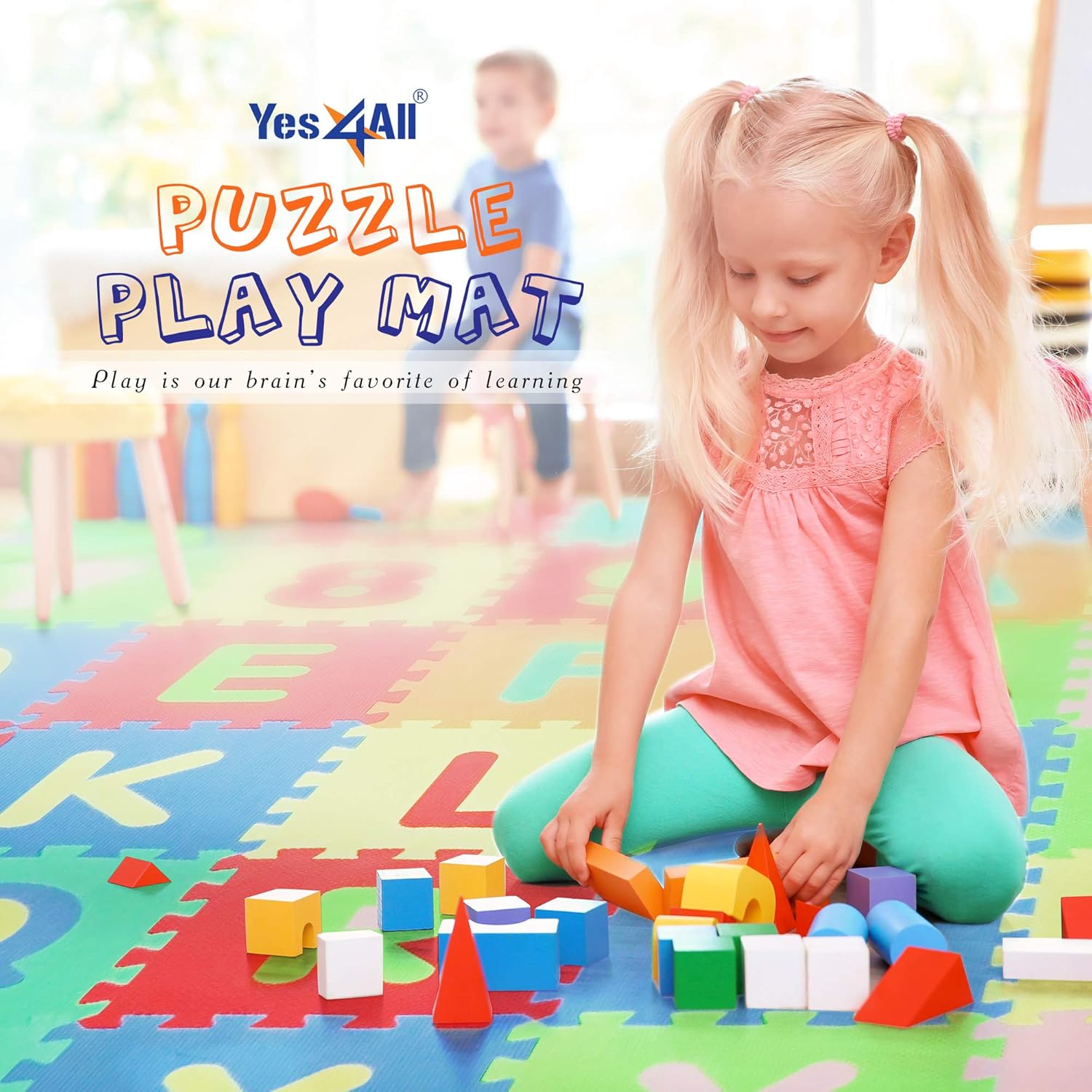 Yes4All Foam Puzzle Play Mat for Kids - Baby Floor Mats/Kids Play Mats - 36 Tiles with Edges, Alphabet & Numbers: Sports & Outdoors