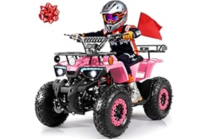 UNYMON 36V Kids ATV Four Wheeler w/12.5" Air-Filled Tires, 800W Electric ATV 4 Wheeler w/Metal Frame, 15MPH Max, Safety Kill Switch, 3 Suspension & Disc Brakes, Kids Quad ATV for Ages 6+, Pink