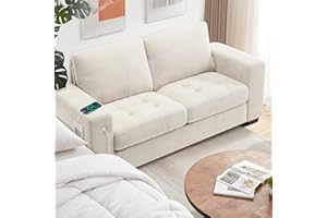Ihanherry Sofa 70 Inch Loveseat with USB/Type-C Charging Port & Side Pocket, Comfy Modern 2-Seats Sofa for Living Room & Bedroom, Removable Medium Firm Sofa Cushion, Breathable Chenille Fabric, Beige