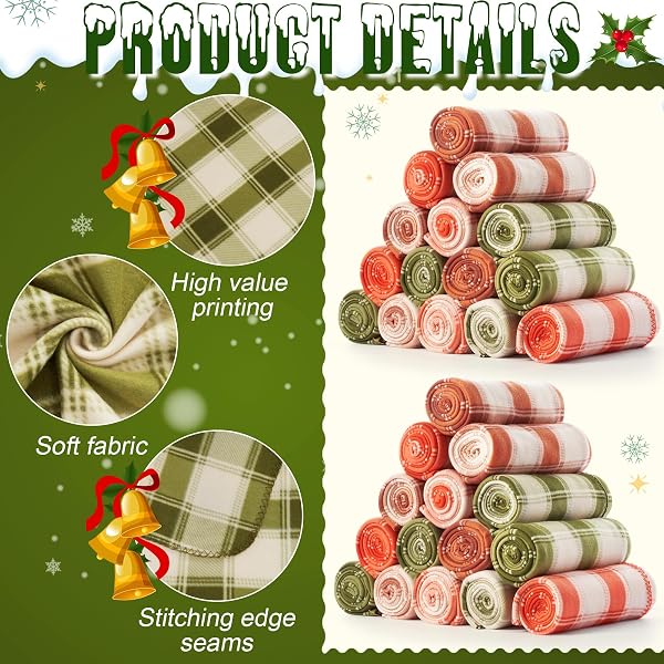 FANFANWIN 48 PCS WINTER PLAID THROW BLANKETS, 60 X 50 INCH COZY FLEECE BLANKET CHECKERED BEDDING CHUNKY RUSTIC MODERN FARMHOUSE FOR HOME BEDDING COUCH CHAIR HOMELESS GIFTS