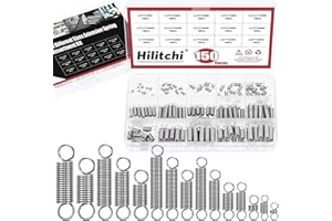 Hilitchi 150Pcs 15Sizes Extension Spring Assortment Kit Extension Spring Stainless Steel Springs Assorted Size Small Springs Compression Tension Springs for Repairs Maintenance