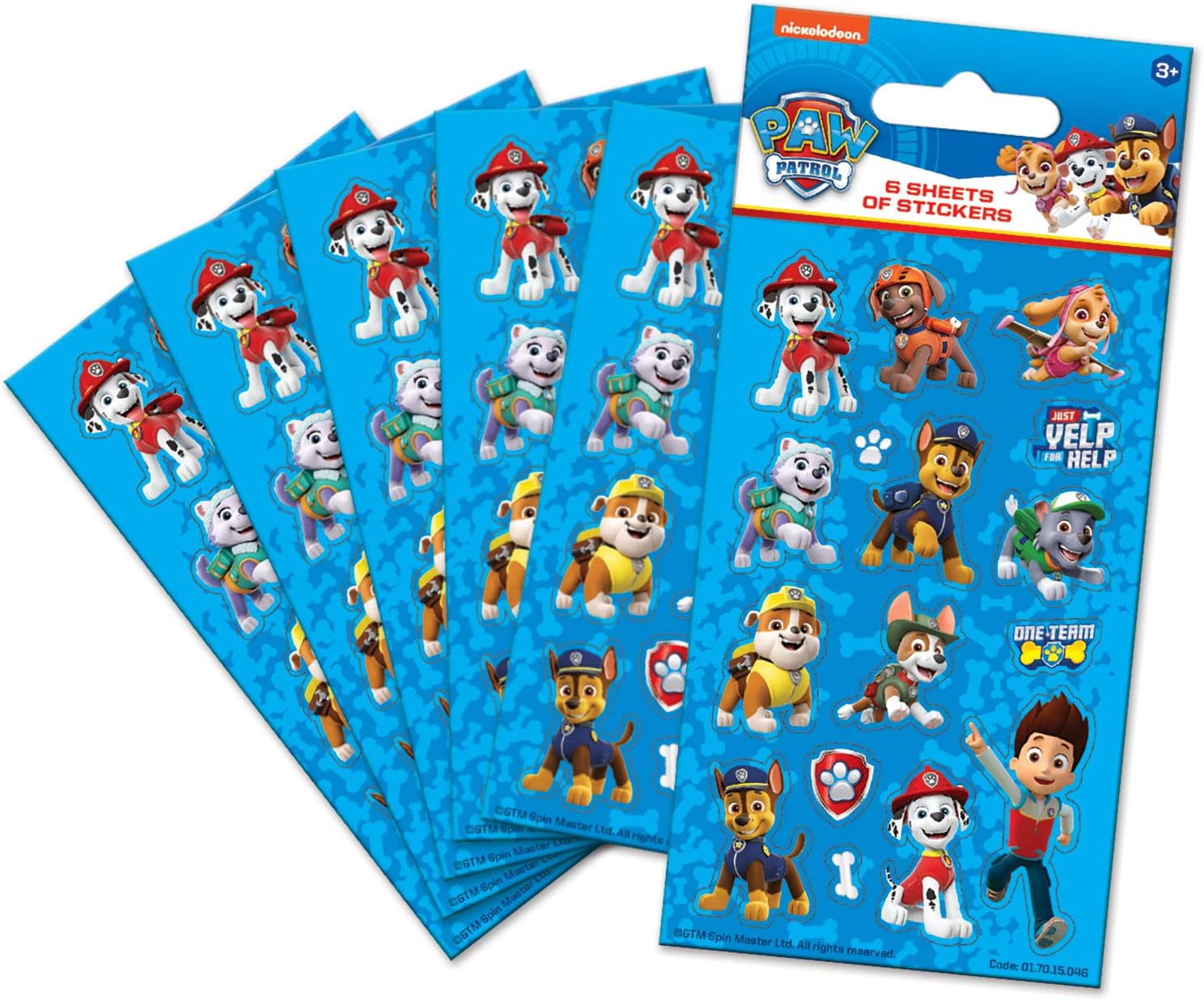 Paper Projects 01.70.15.046 Paw Patrol Blue Party Size Sticker Pack (6 Sheets), 12.5cm x 7.5cm - Image 4