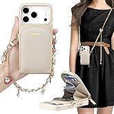Hanman Crossbody Wallet Case for iPhone 17 Pro,RFID Blocking PU Leather Zipper Handbag Purse Cover Suitable for iPhone 17 Pro,Microfiber PU Leather Wallet Case for Woman & Girls-Beige