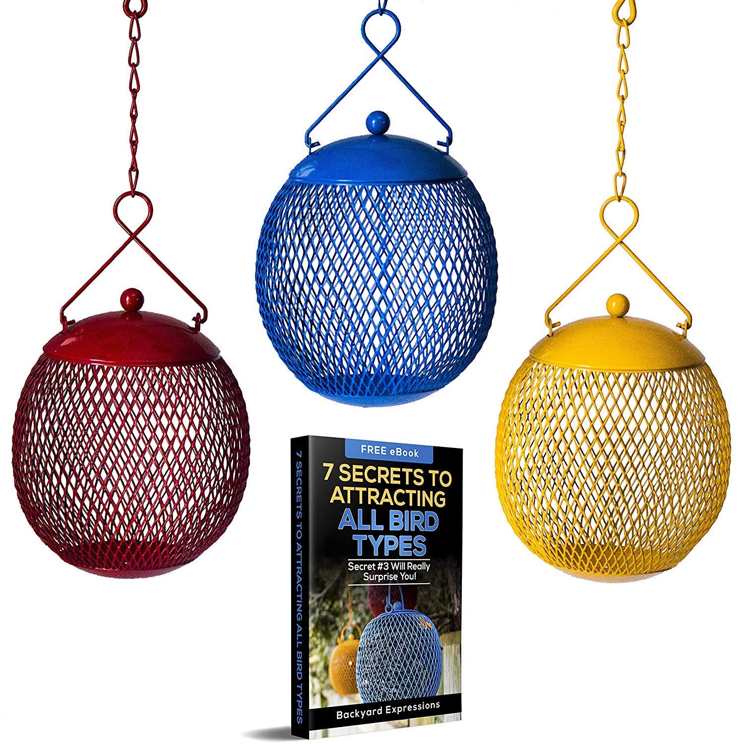 Photo 1 of Backyard Expressions - Set of 3 Squirrel Proof Bird Feeders for Outside - Bonus Ebook and Bird Attraction Audio Included - Squirrel Resistant Bird Feeders