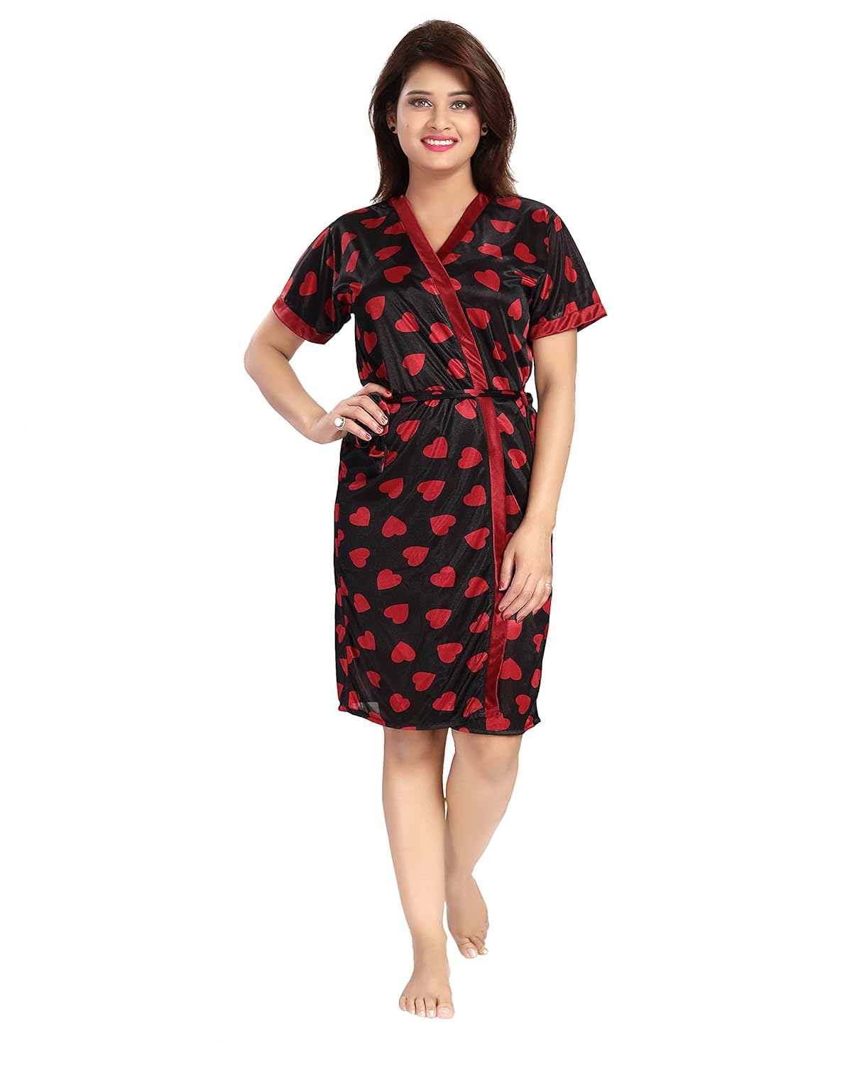 noty women's satin nighty 3 pc set robe/bra/panty