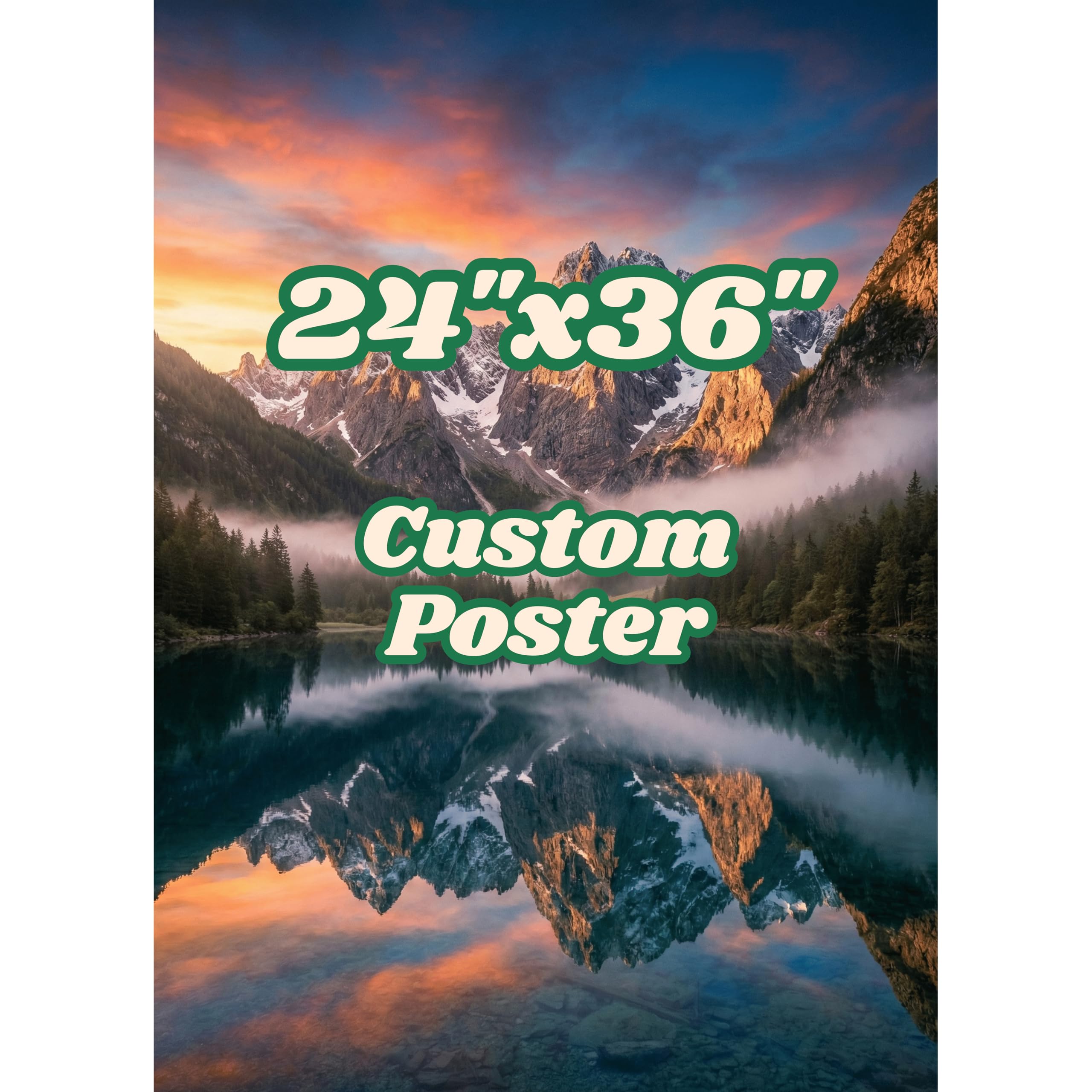 Custom Poster Print (24x36 Unframed) - Personalized Canvas Prints with Your Photos - Free Photo Enhancement, Create Your Own Picture Wall Art Decor, Unique Customized Gifts