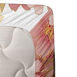 Ambesonne Floral Sheet Set, Japanese Sakura Flowers