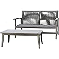 DUKAP Monterosso 2 Piece Patio Sofa Seating Set and Table, Outdoor Conversation Seats with Weather and Water Resistance, Spacious Porch Furniture for Ultimate Comfort, Light Grey