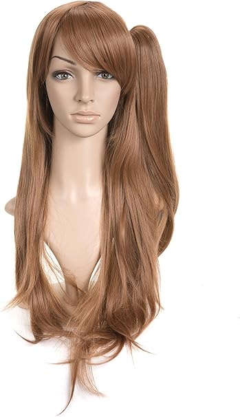 Amazon Com Light Brown With Side Ponytail Medium Length Cosplay