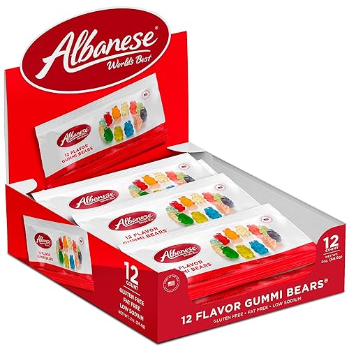 Albanese World's Best 12 Flavor Gummi Bears, 2oz Bag of Individually Wrapped Candy (Pack of 12)