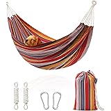 ROOITY Patio Hammock Double Hammocks with Portable Carrying Bag,Soft Woven Fabric, Up to 450 Lbs Hanging for Trees,Garden,Bac