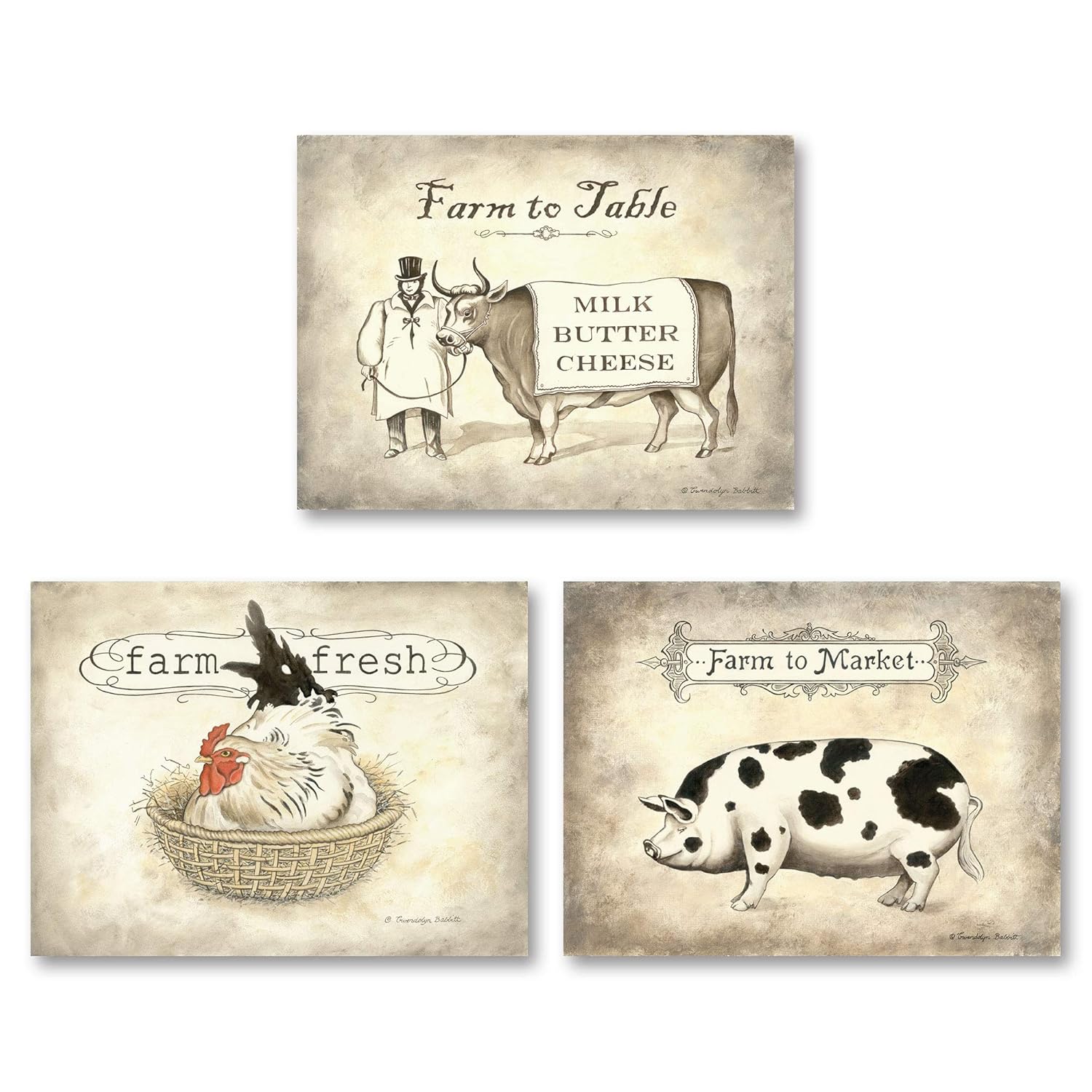 Amazoncom Gango Home Decor Vintage Farm To Table Country Animals