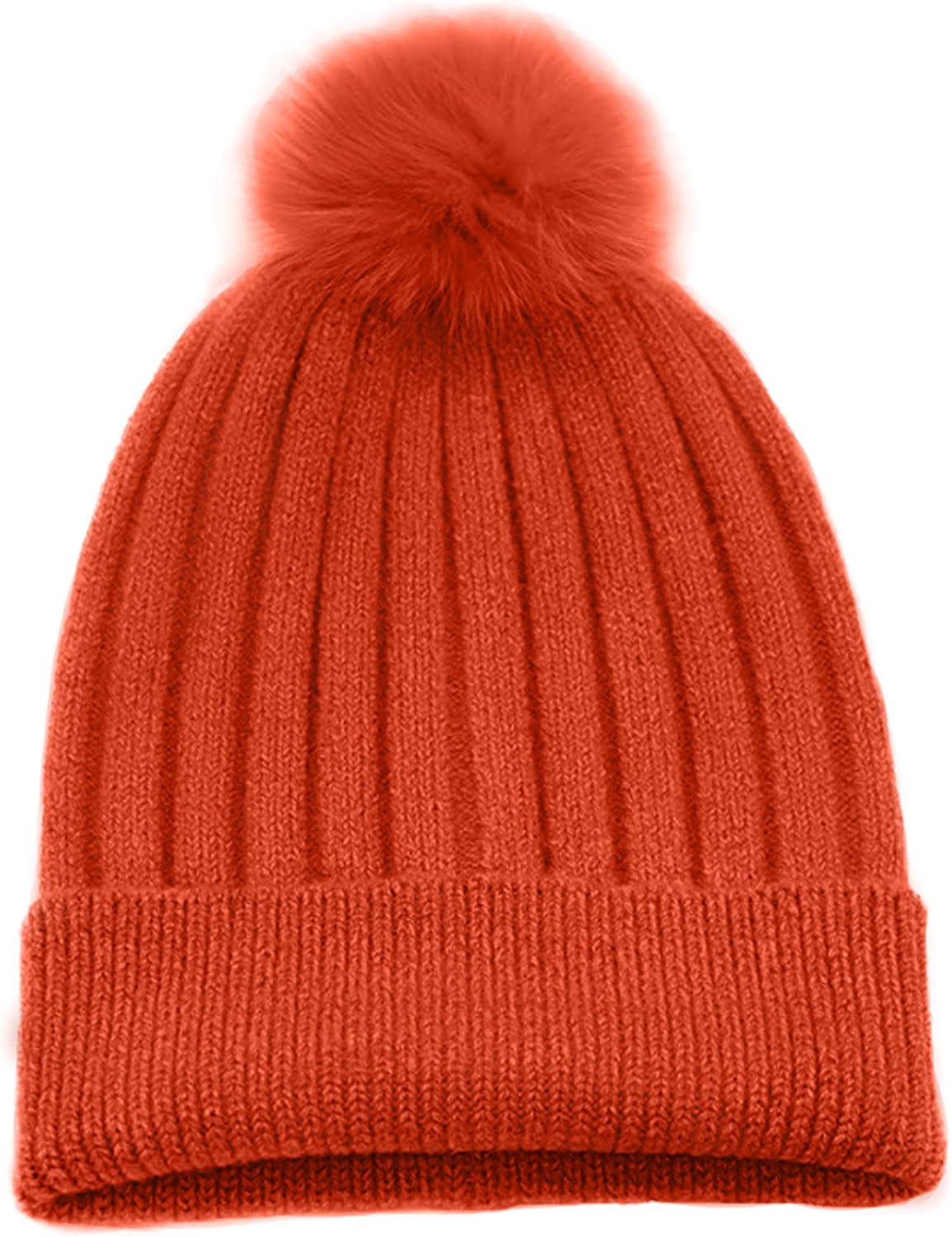 State Cashmere Rabbit Fur Removable Pom Pom Hat 100 Pure Cashmere Cuffed Beanie Ultimately Soft And Warm Arancia Amara One Size At Amazon Women S Clothing Store