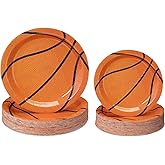 Aoriher 120 Pcs Baseball Basketball Soccer Football Party Favor Paper Plates Bundle and Dessert Plates Sports Themed Tableware for Birthday Favors