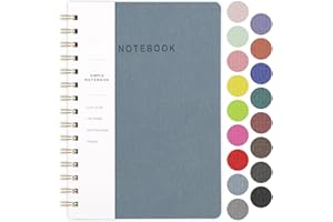 ONEIROM Spiral Notebook-5.75" x 8.125" College Ruled Journal with Inner Pockets and 160 Pages,PU Leather Cover Business Journal, Twin-Wire Binding Notebook Perfect for Office & Home School Supplies Reef Blue
