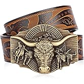 Western Leather Belt for Men Women Cowboy Cowgirl Mens Buckle Belt for Jeans, Country Belt, Ideal Men's Gifts