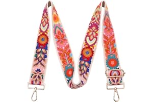 Greaciary Wide Purse straps Crochet Flower replacement crossbody for Handbag Adjustable Embroidery Knit Guitar Shoulder strap