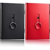 Tatuo 2 Pcs Black/red Business Card Holder Thumb Drive Stainless Steel | Portable Card Case, Slide out Holder, Wallet Pocket Size, Name Card Holder, Gift for Men Women, Stainless Case, Slim Design