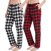 Andrew Scott Women's Flannel Sleep Pants| Lounging PJ Pant | Drawstring &amp; Pockets | Multi Packs &amp; Colors