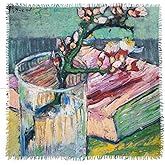 aningkimi 100% Water-Boiled Wool Scarf 39"x39" Women's Winter Pashmina Artist Oil Paintings Wraps Art Lovers Premium Gifts